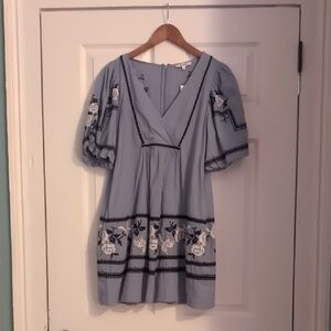 Madewell Blue Embroidered Women's Dress